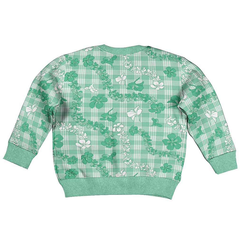 Omaomao Aloha Hawaii Kid Ugly Christmas Sweater Plumeria Lei With Palaka Motif - Polynesian Pride