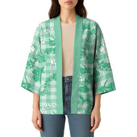 Omaomao Aloha Hawaii Kimono Plumeria Lei With Palaka Motif - Polynesian Pride