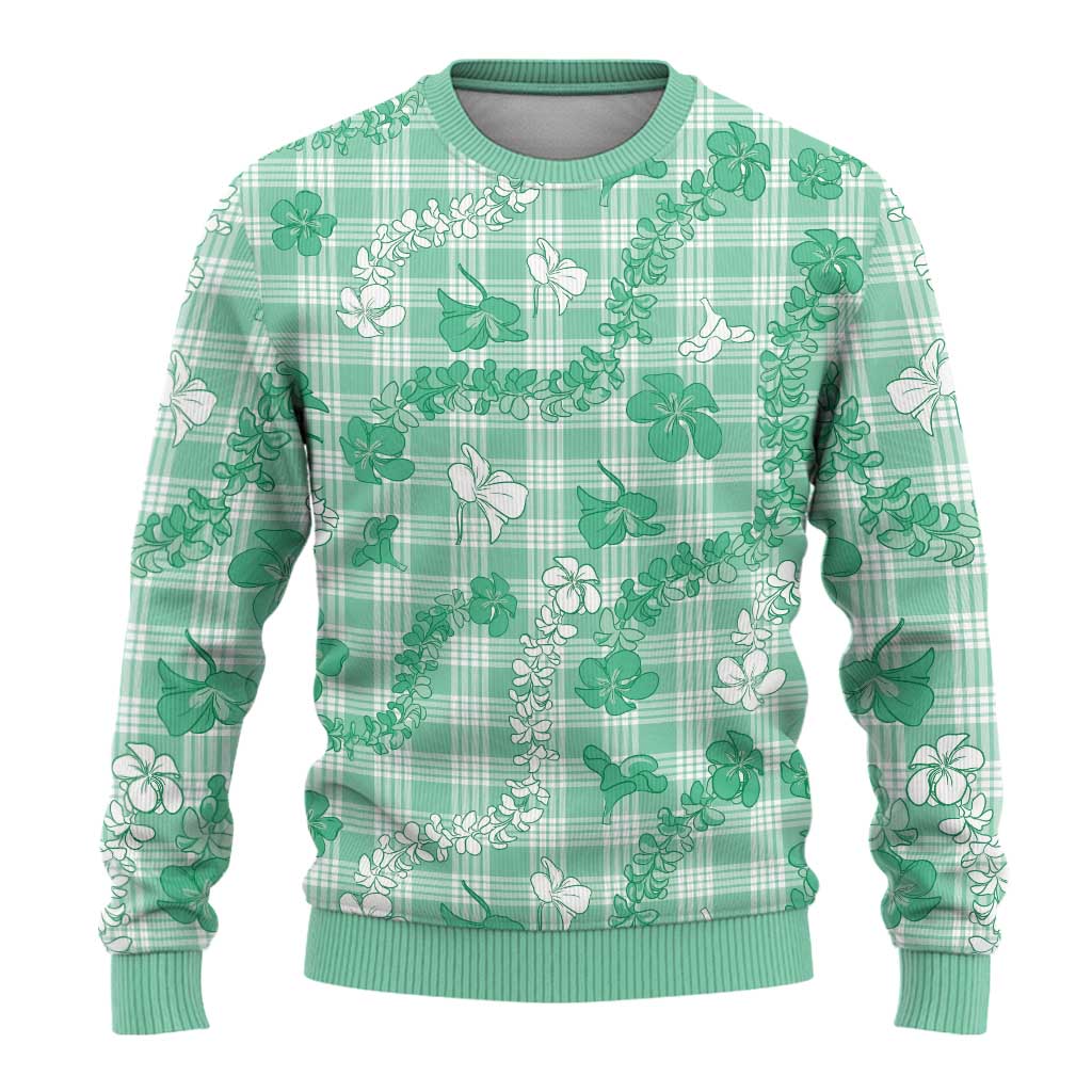 Omaomao Aloha Hawaii Ugly Christmas Sweater Plumeria Lei With Palaka Motif - Polynesian Pride