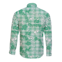 Omaomao Aloha Hawaii Long Sleeve Button Shirt Plumeria Lei With Palaka Motif - Polynesian Pride
