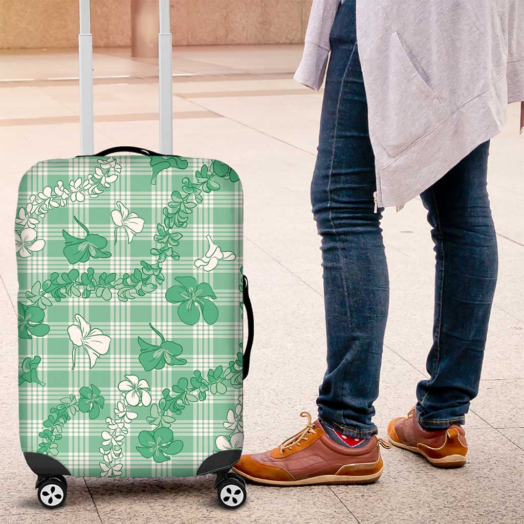 Omaomao Aloha Hawaii Luggage Cover Plumeria Lei With Palaka Motif - Polynesian Pride