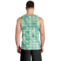 Omaomao Aloha Hawaii Men Tank Top Plumeria Lei With Palaka Motif - Polynesian Pride