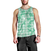 Omaomao Aloha Hawaii Men Tank Top Plumeria Lei With Palaka Motif - Polynesian Pride
