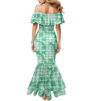 Omaomao Aloha Hawaii Mermaid Dress Plumeria Lei With Palaka Motif - Polynesian Pride