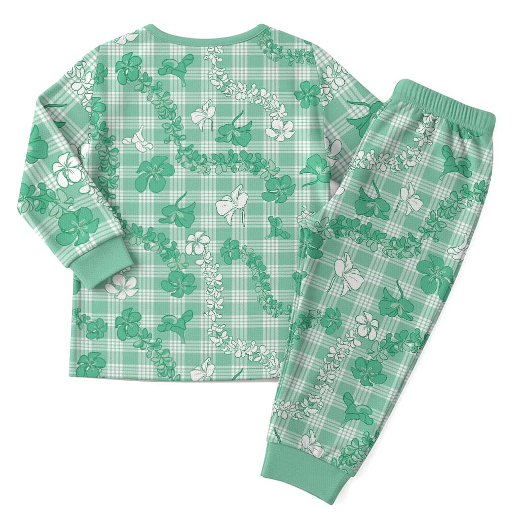 Omaomao Aloha Hawaii Christmas Pajama Set Plumeria Lei With Palaka Motif LT14 - Polynesian Pride