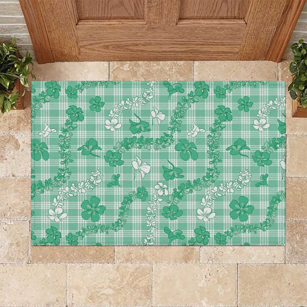 Omaomao Aloha Hawaii Rubber Doormat Plumeria Lei With Palaka Motif - Polynesian Pride