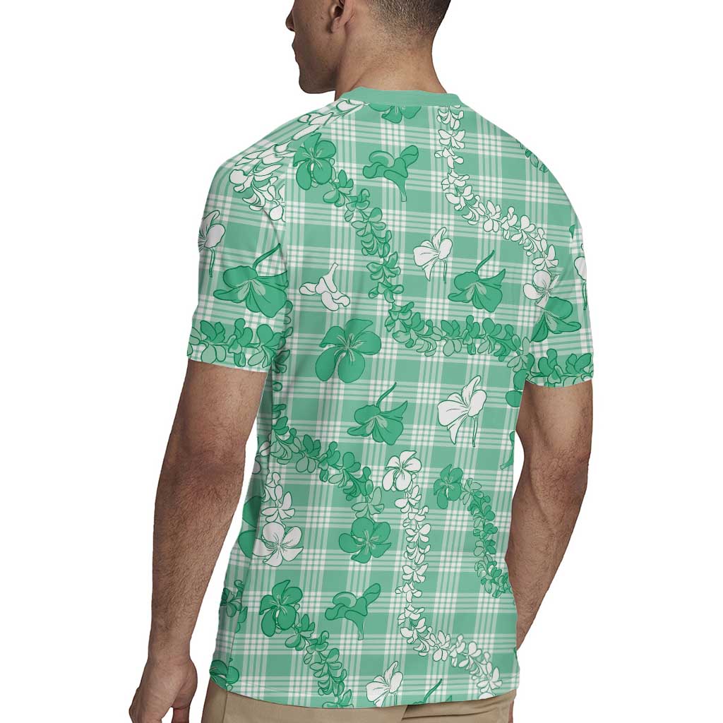 Omaomao Aloha Hawaii Rugby Jersey Plumeria Lei With Palaka Motif - Polynesian Pride