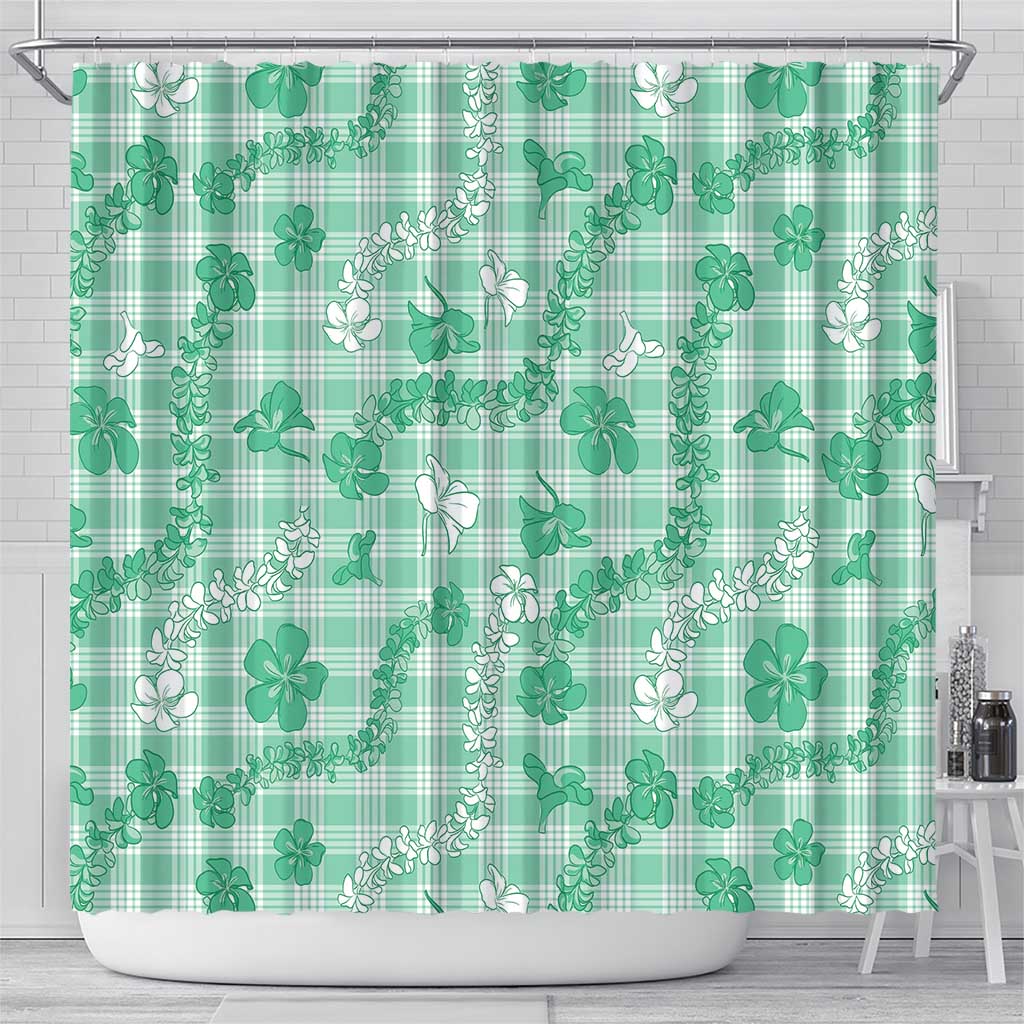 Omaomao Aloha Hawaii Shower Curtain Plumeria Lei With Palaka Motif - Polynesian Pride