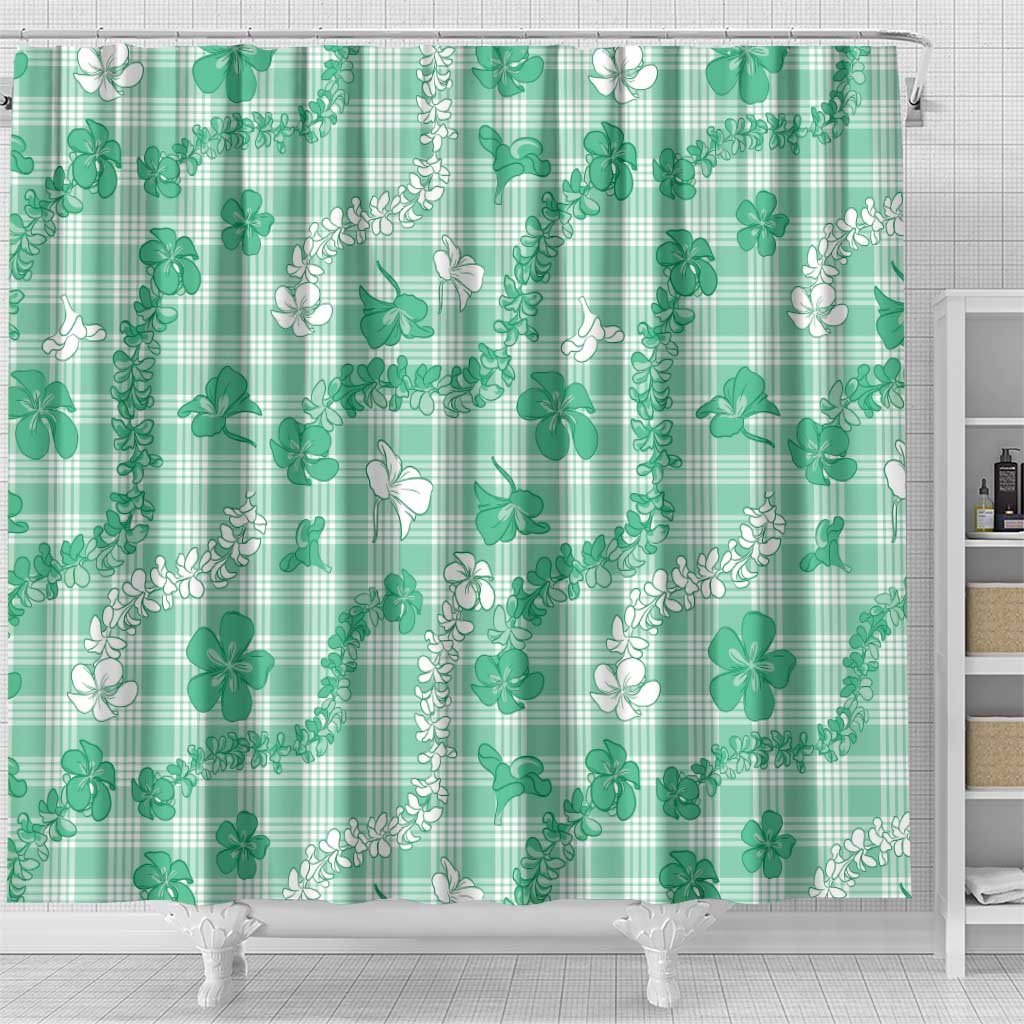 Omaomao Aloha Hawaii Shower Curtain Plumeria Lei With Palaka Motif - Polynesian Pride