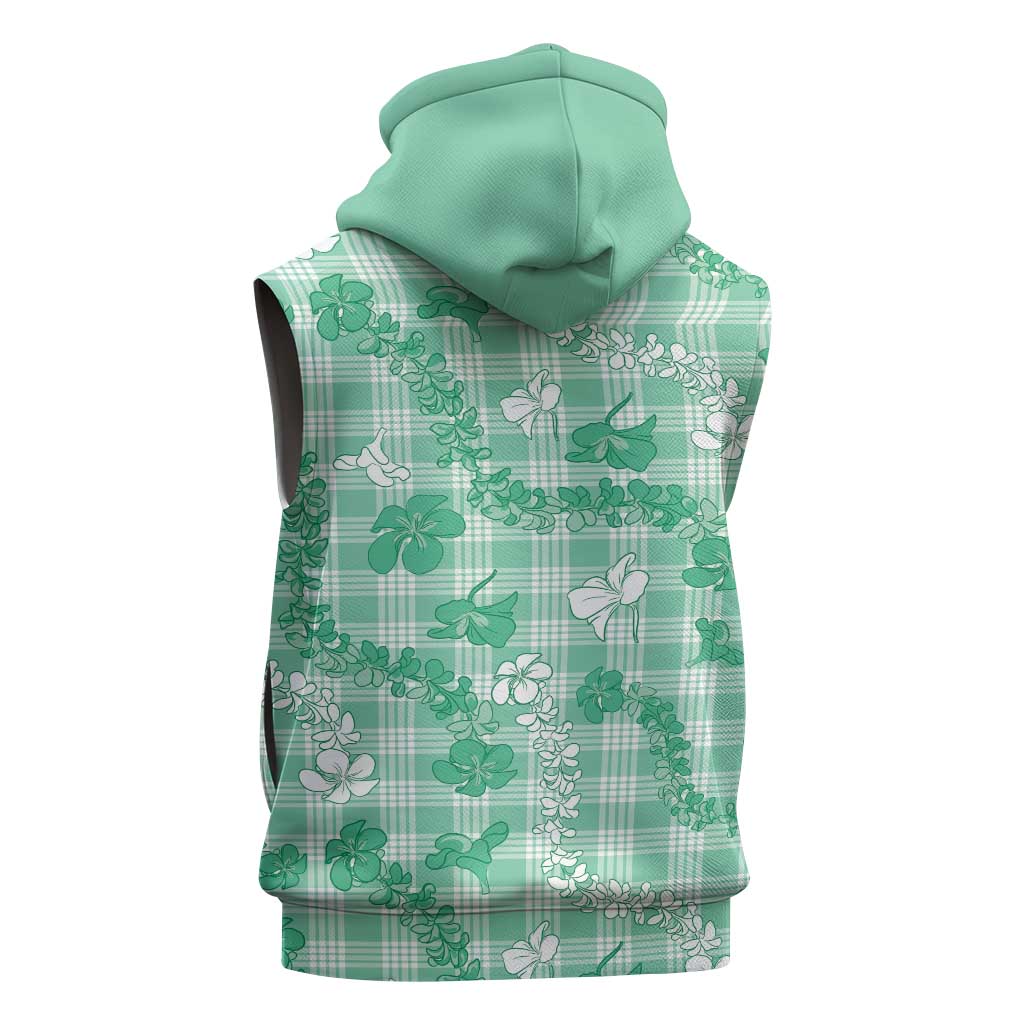 Omaomao Aloha Hawaii Sleeveless Zip Hoodie Plumeria Lei With Palaka Motif - Polynesian Pride