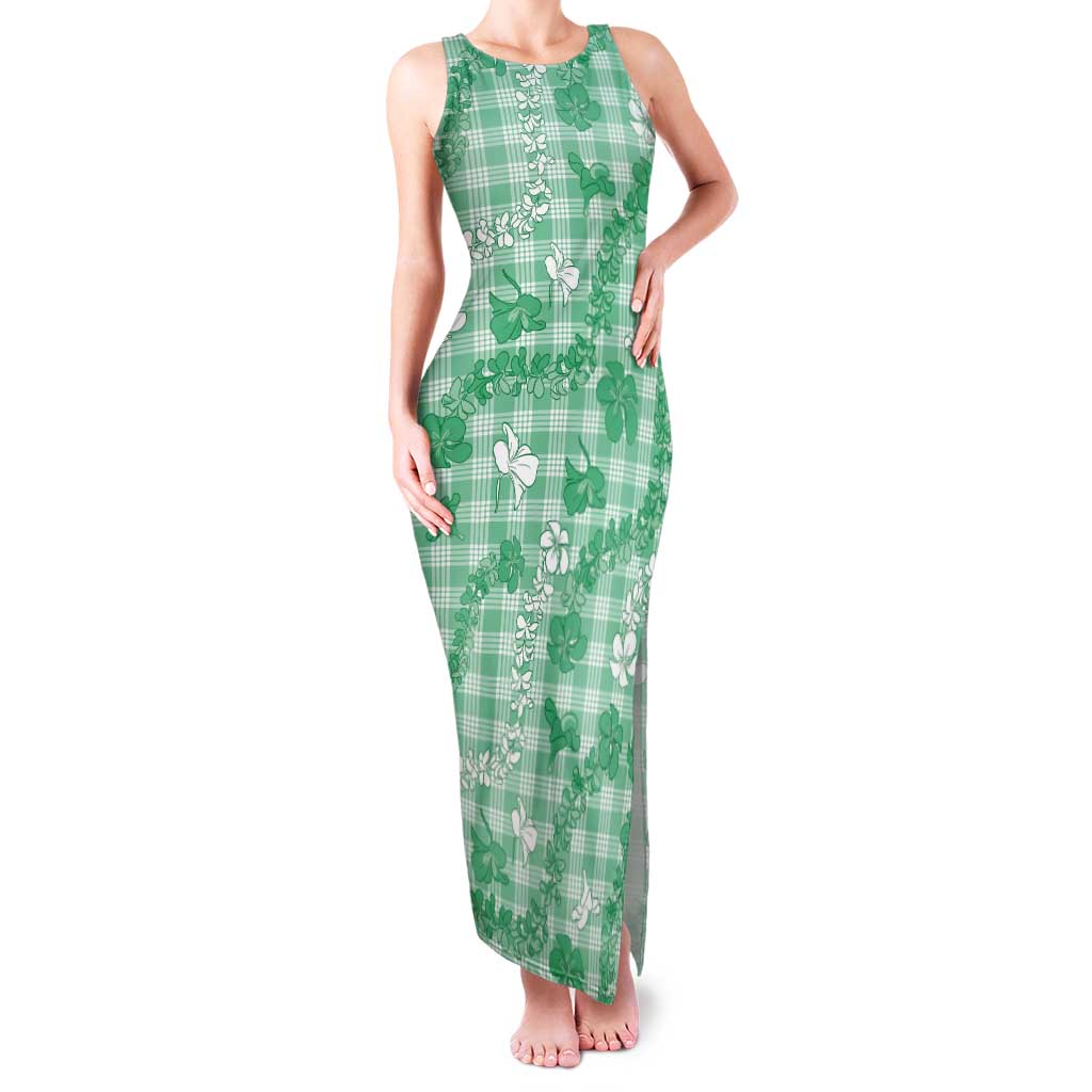 Omaomao Aloha Hawaii Tank Maxi Dress Plumeria Lei With Palaka Motif - Polynesian Pride