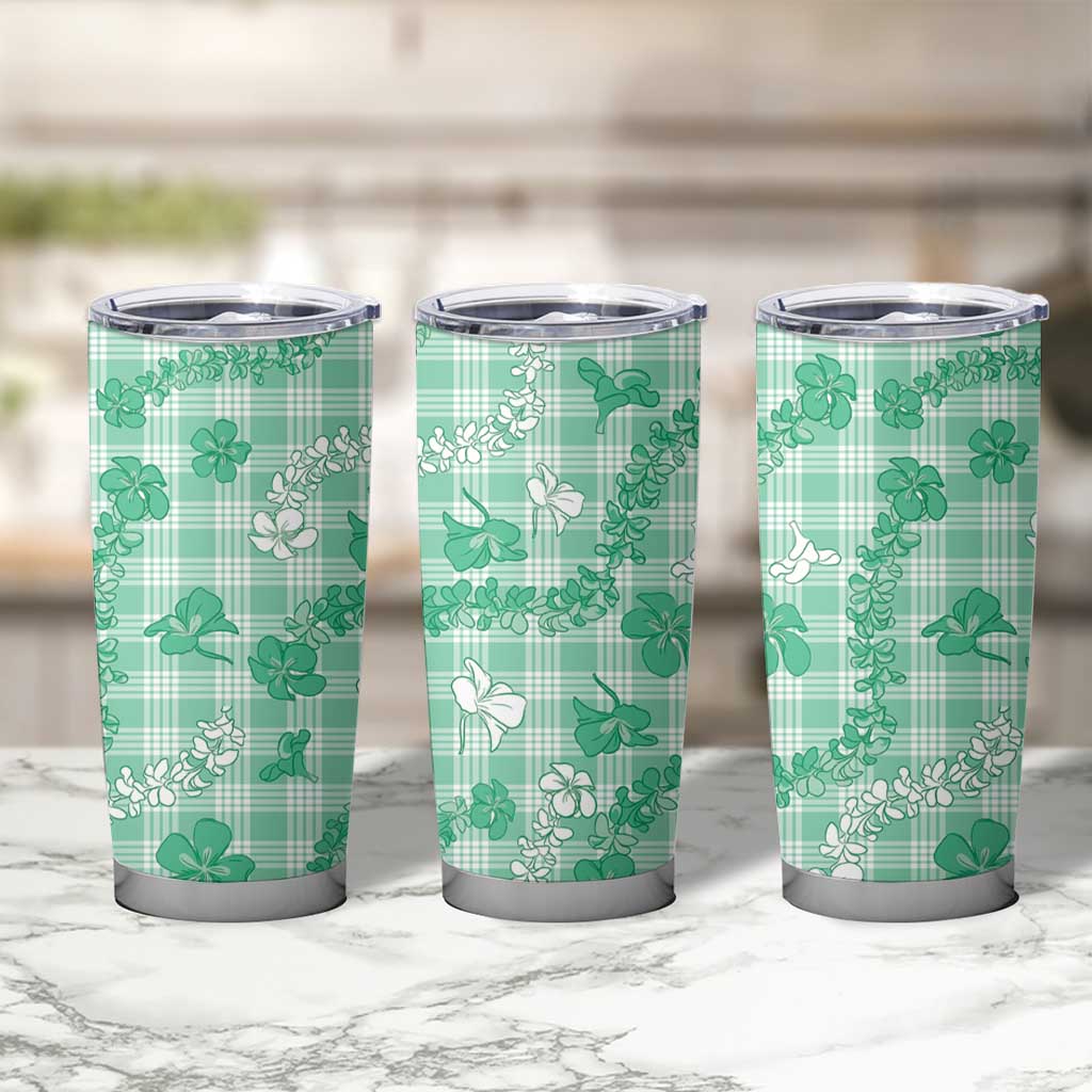 Omaomao Aloha Hawaii Tumbler Cup Plumeria Lei With Palaka Motif - Polynesian Pride