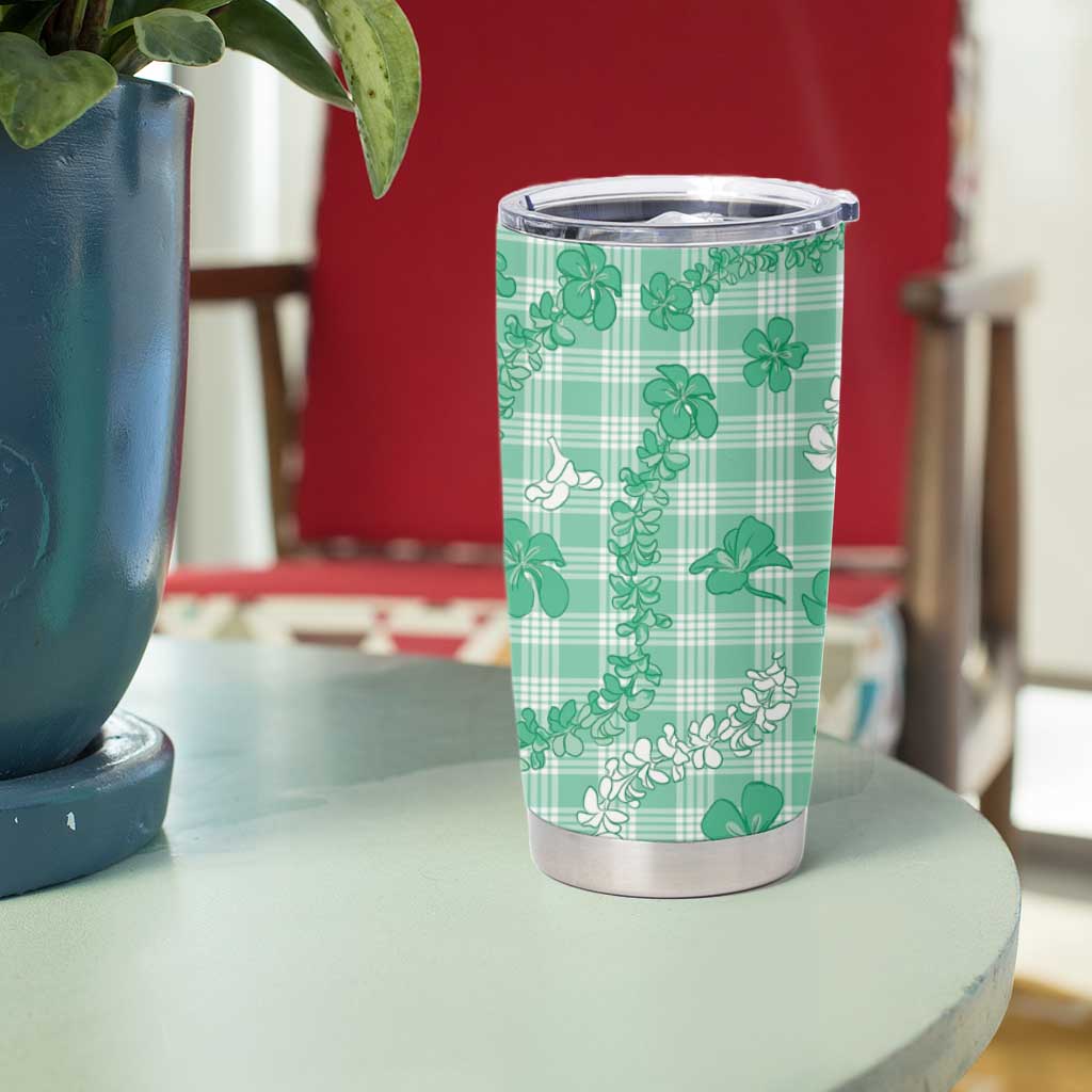 Omaomao Aloha Hawaii Tumbler Cup Plumeria Lei With Palaka Motif - Polynesian Pride