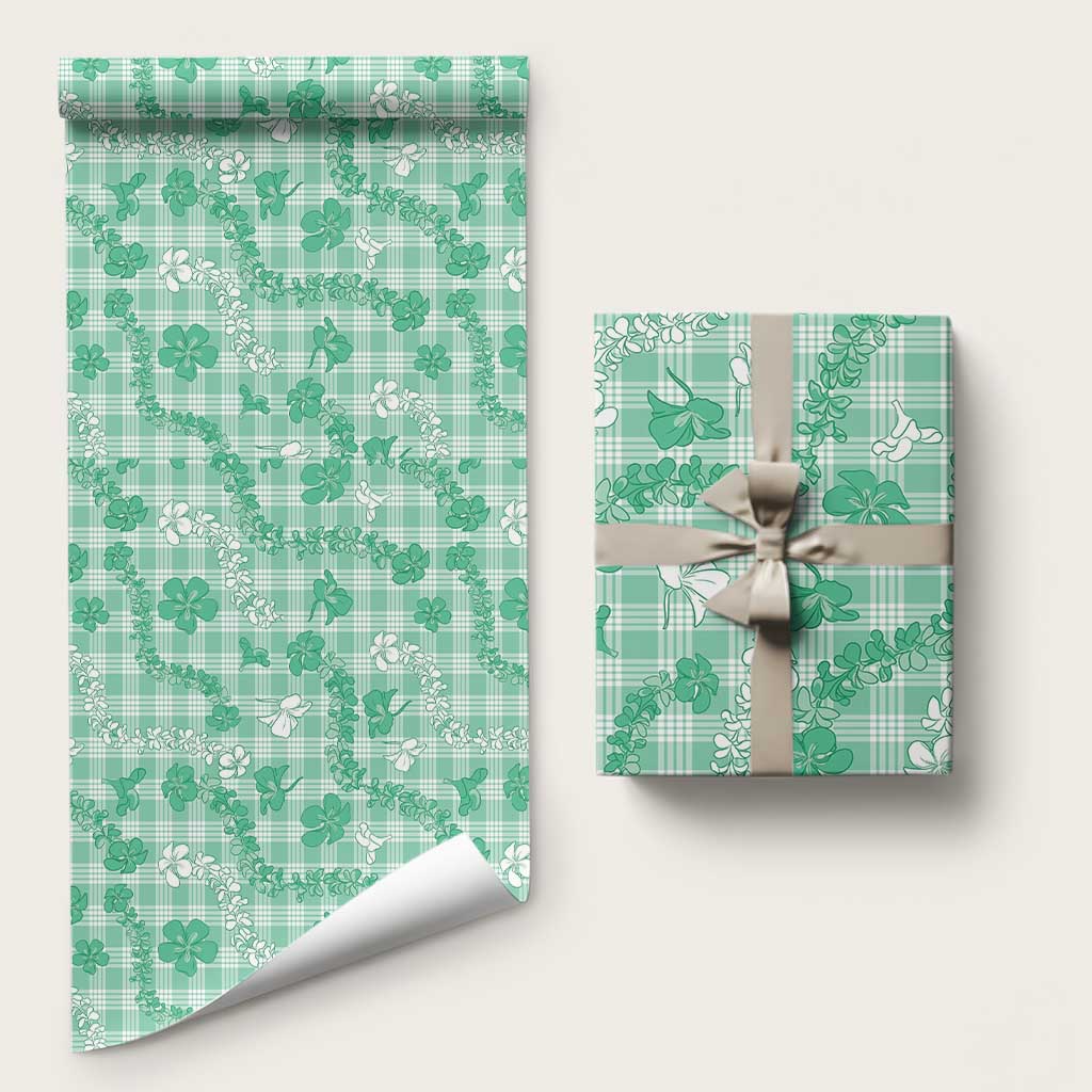 Omaomao Aloha Hawaii Wrapping Paper Plumeria Lei With Palaka Motif LT14 58" × 23" Green - Polynesian Pride