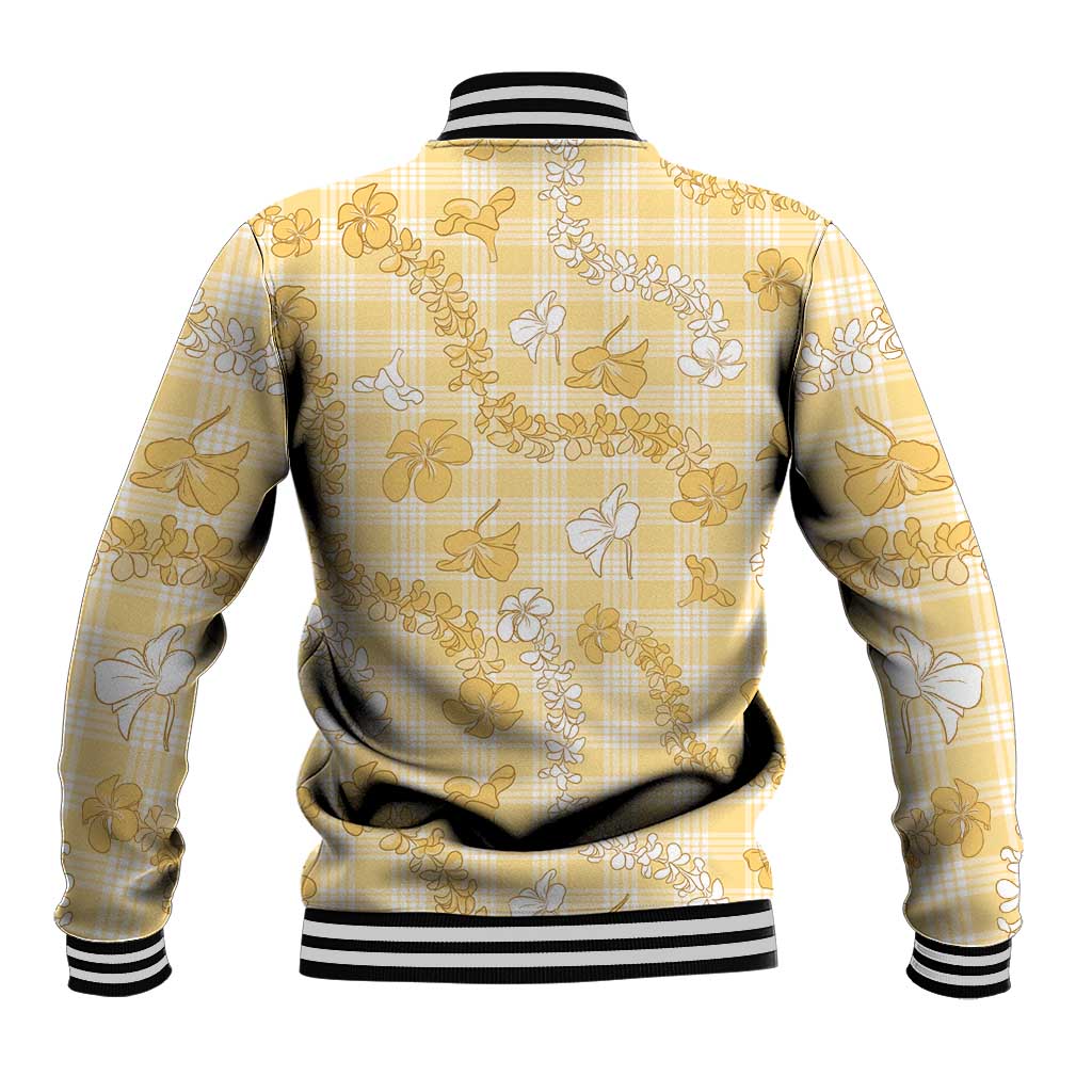 Melemele Aloha Hawaii Baseball Jacket Plumeria Lei With Palaka Motif - Polynesian Pride