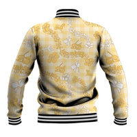 Melemele Aloha Hawaii Baseball Jacket Plumeria Lei With Palaka Motif - Polynesian Pride