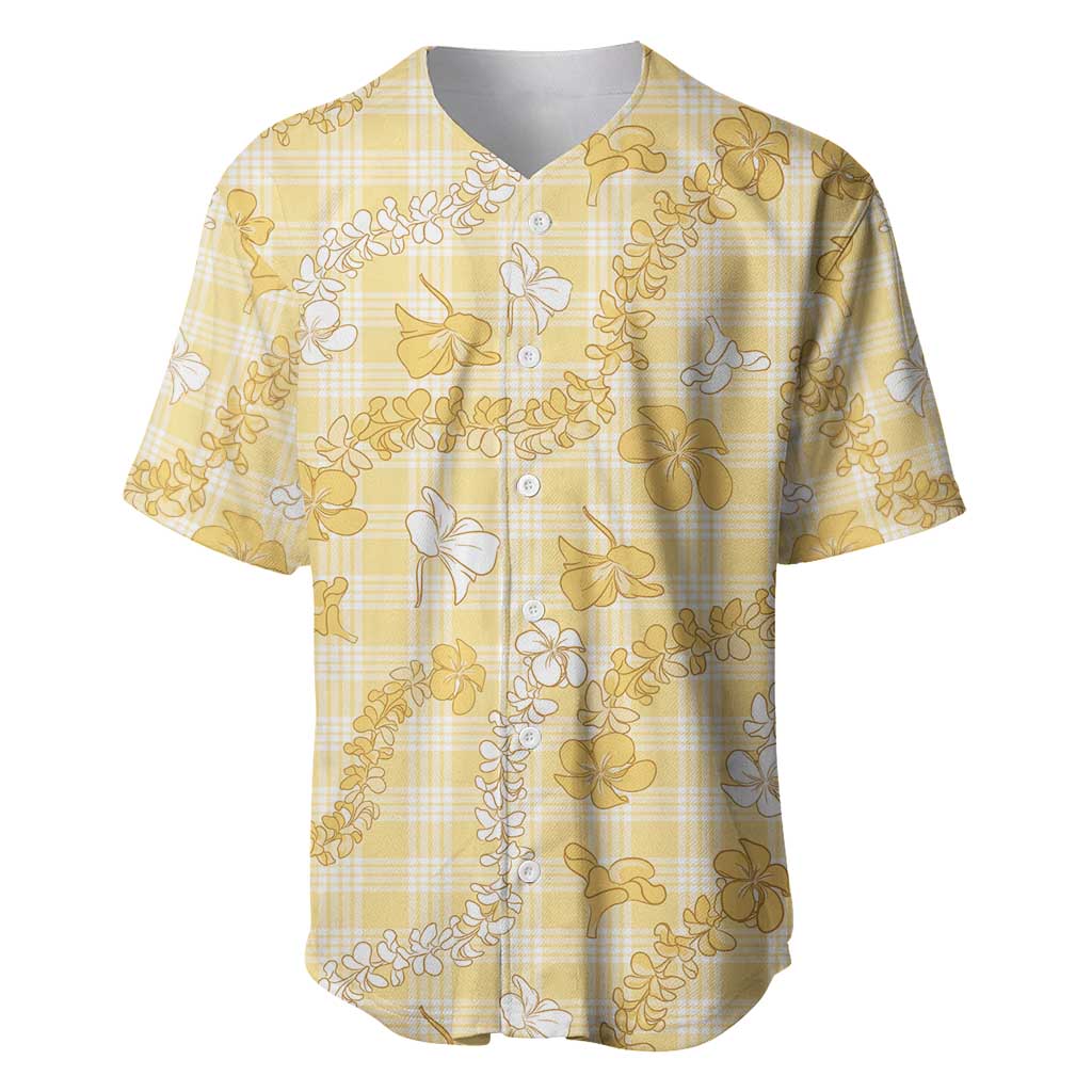 Melemele Aloha Hawaii Baseball Jersey Plumeria Lei With Palaka Motif - Polynesian Pride