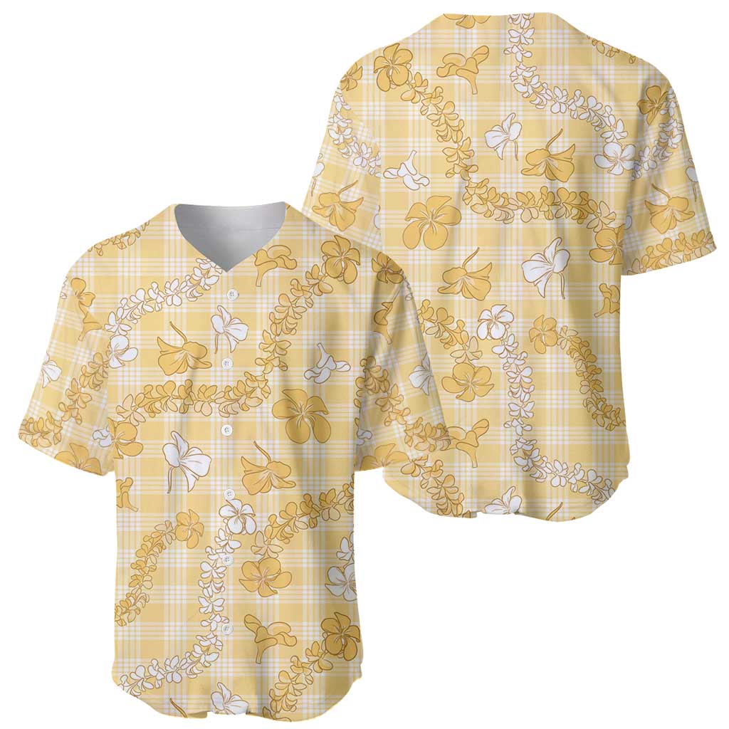 Melemele Aloha Hawaii Baseball Jersey Plumeria Lei With Palaka Motif - Polynesian Pride