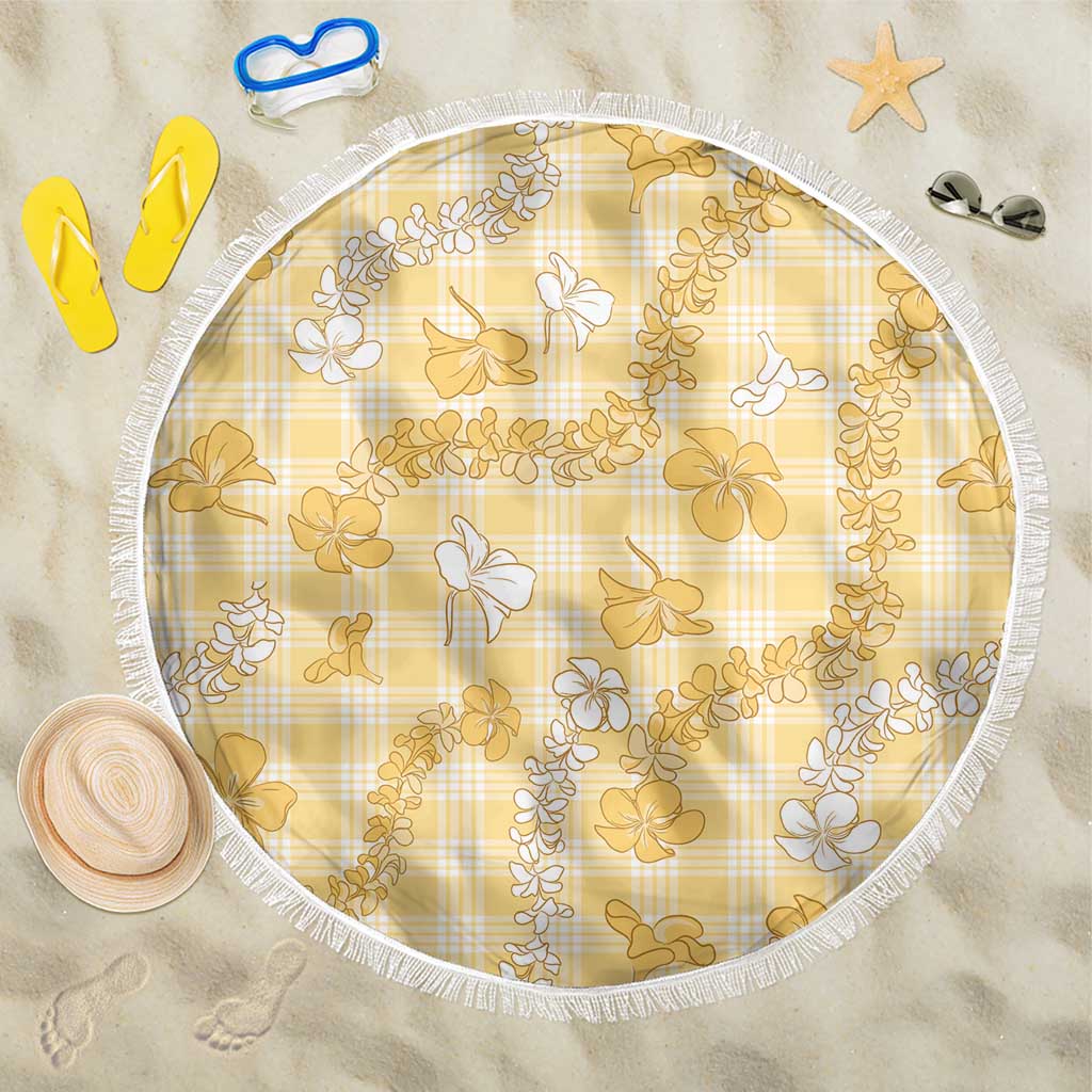 Melemele Aloha Hawaii Beach Blanket Plumeria Lei With Palaka Motif - Polynesian Pride