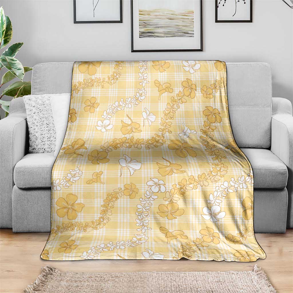 Melemele Aloha Hawaii Blanket Plumeria Lei With Palaka Motif - Polynesian Pride