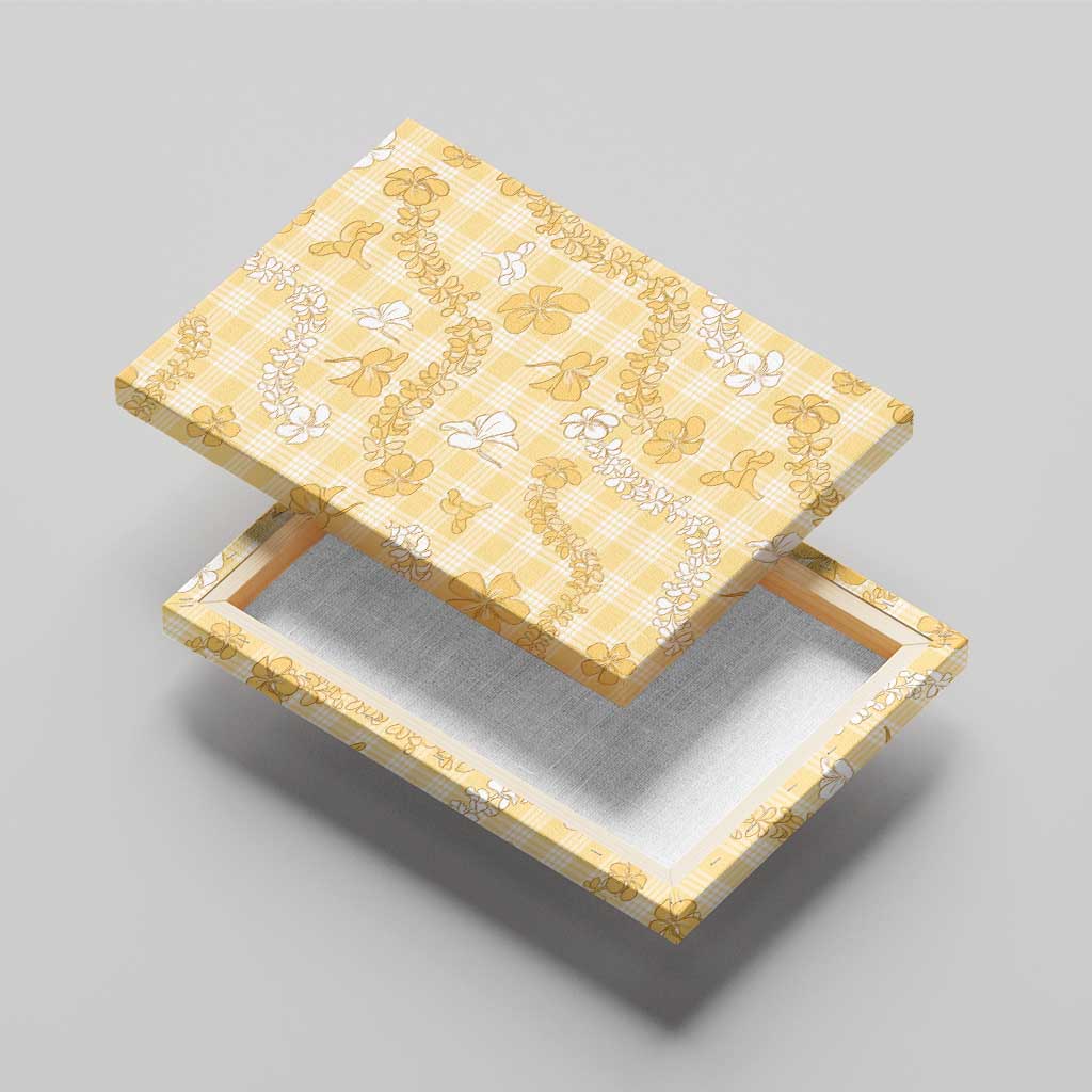 Melemele Aloha Hawaii Canvas Wall Art Plumeria Lei With Palaka Motif - Polynesian Pride