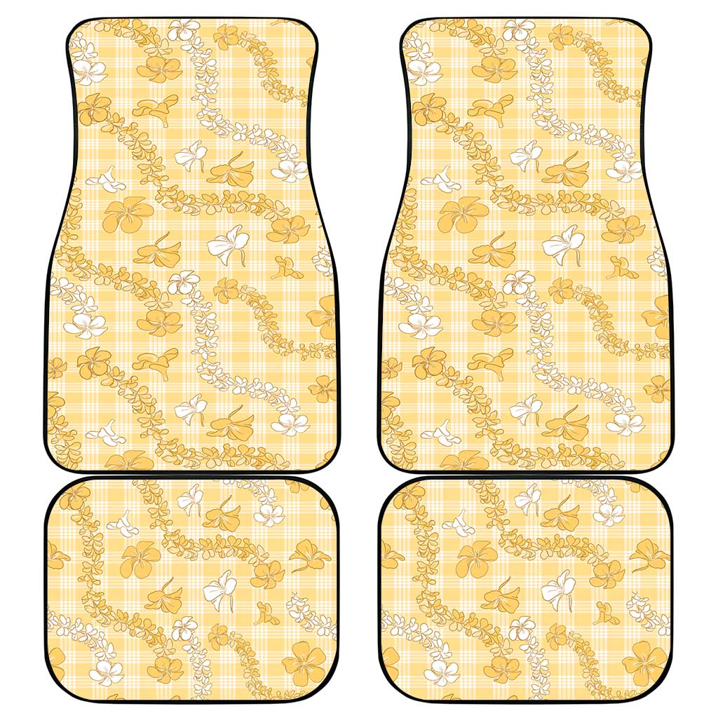 Melemele Aloha Hawaii Car Mats Plumeria Lei With Palaka Motif - Polynesian Pride