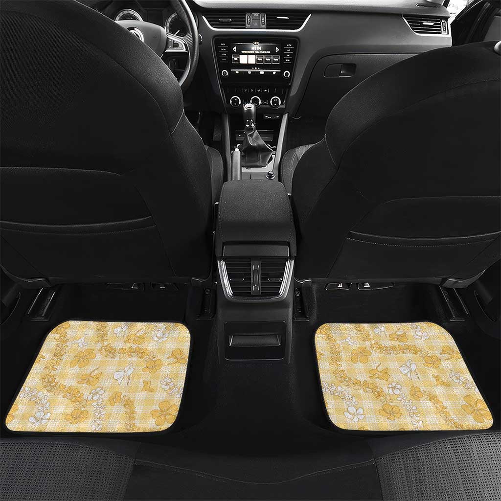 Melemele Aloha Hawaii Car Mats Plumeria Lei With Palaka Motif - Polynesian Pride