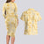 Melemele Aloha Hawaii Couples Matching Long Sleeve Bodycon Dress and Hawaiian Shirt Plumeria Lei With Palaka Motif - Polynesian Pride