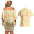Melemele Aloha Hawaii Couples Matching Off Shoulder Short Dress and Hawaiian Shirt Plumeria Lei With Palaka Motif - Polynesian Pride