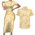 Melemele Aloha Hawaii Couples Matching Short Sleeve Bodycon Dress and Hawaiian Shirt Plumeria Lei With Palaka Motif - Polynesian Pride