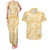 Melemele Aloha Hawaii Couples Matching Tank Maxi Dress and Hawaiian Shirt Plumeria Lei With Palaka Motif - Polynesian Pride
