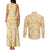 Melemele Aloha Hawaii Couples Matching Tank Maxi Dress and Long Sleeve Button Shirt Plumeria Lei With Palaka Motif - Polynesian Pride