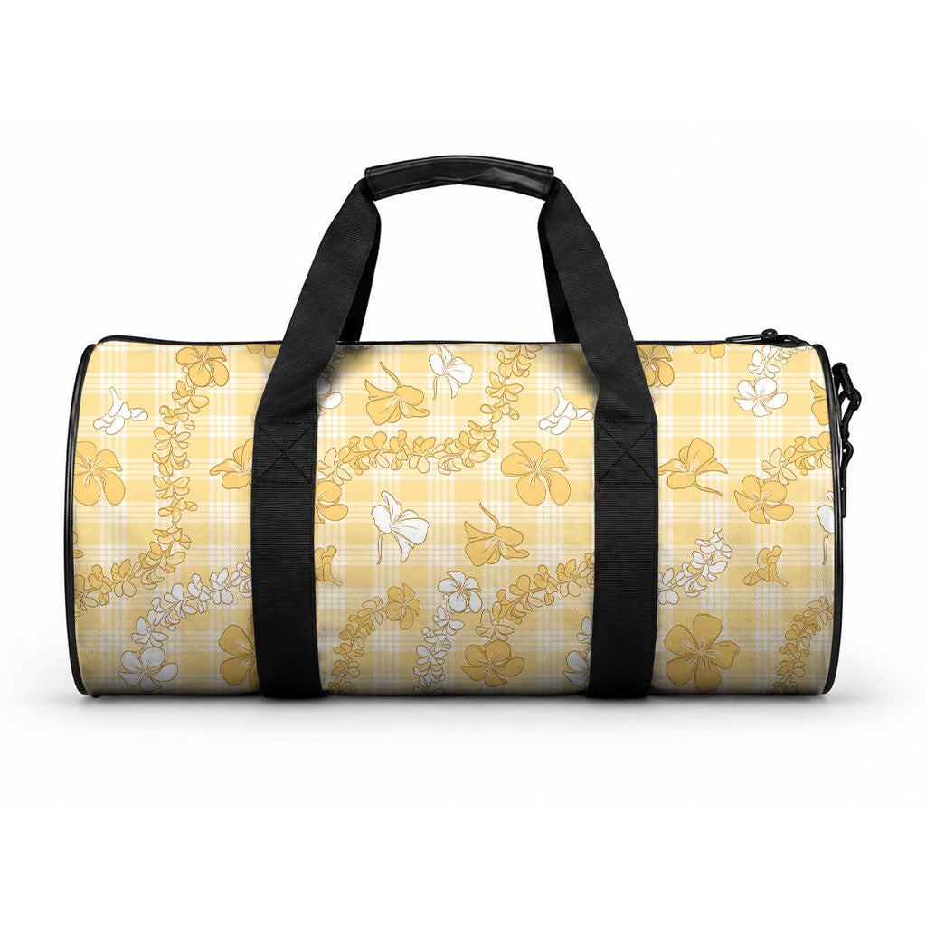 Melemele Aloha Hawaii Duffle Bag Plumeria Lei With Palaka Motif
