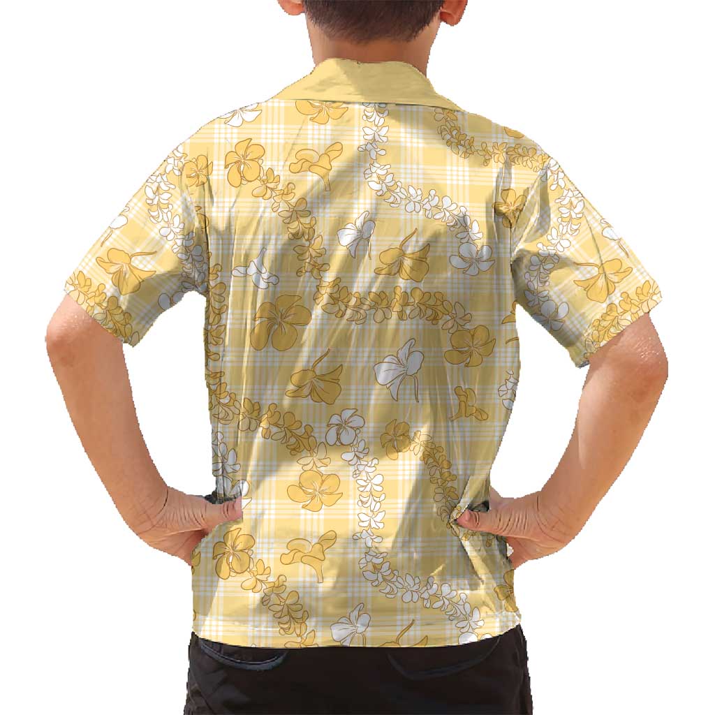 Melemele Aloha Hawaii Family Matching Puletasi and Hawaiian Shirt Plumeria Lei With Palaka Motif - Polynesian Pride