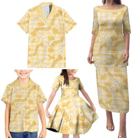 Melemele Aloha Hawaii Family Matching Puletasi and Hawaiian Shirt Plumeria Lei With Palaka Motif - Polynesian Pride