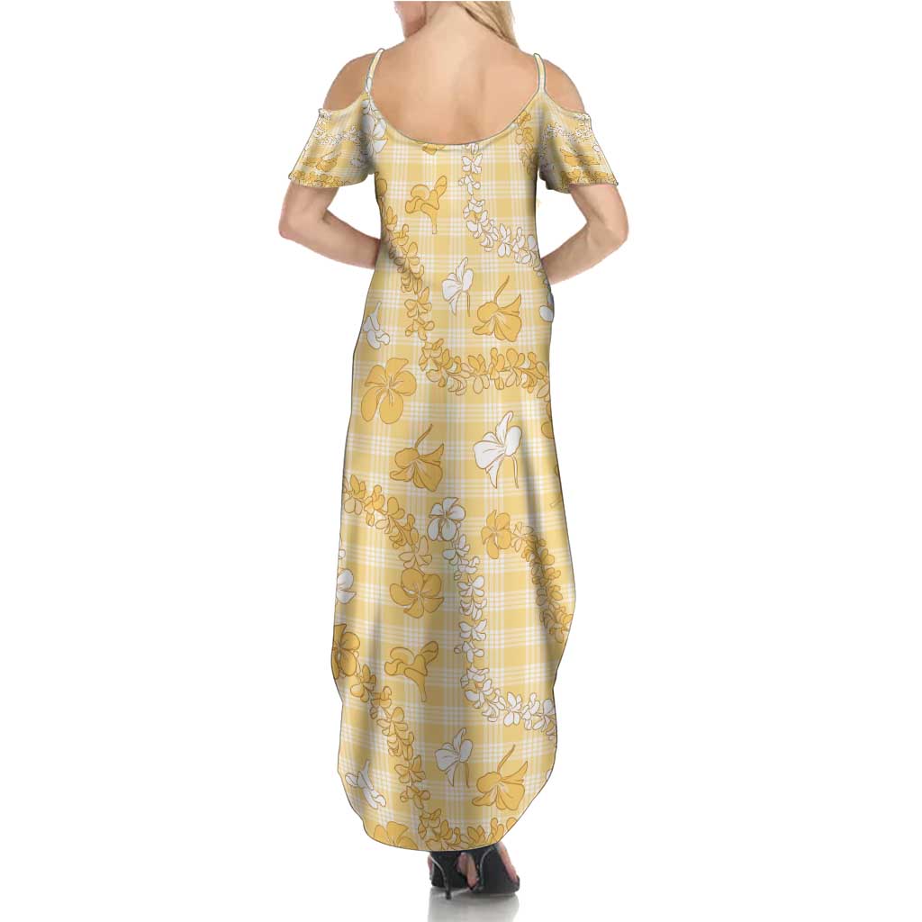 Melemele Aloha Hawaii Family Matching Summer Maxi Dress and Hawaiian Shirt Plumeria Lei With Palaka Motif - Polynesian Pride