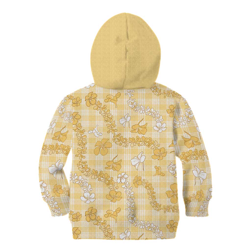 Melemele Aloha Hawaii Kid Hoodie Plumeria Lei With Palaka Motif - Polynesian Pride