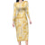 Melemele Aloha Hawaii Long Sleeve Bodycon Dress Plumeria Lei With Palaka Motif - Polynesian Pride