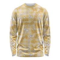 Melemele Aloha Hawaii Long Sleeve Shirt Plumeria Lei With Palaka Motif - Polynesian Pride