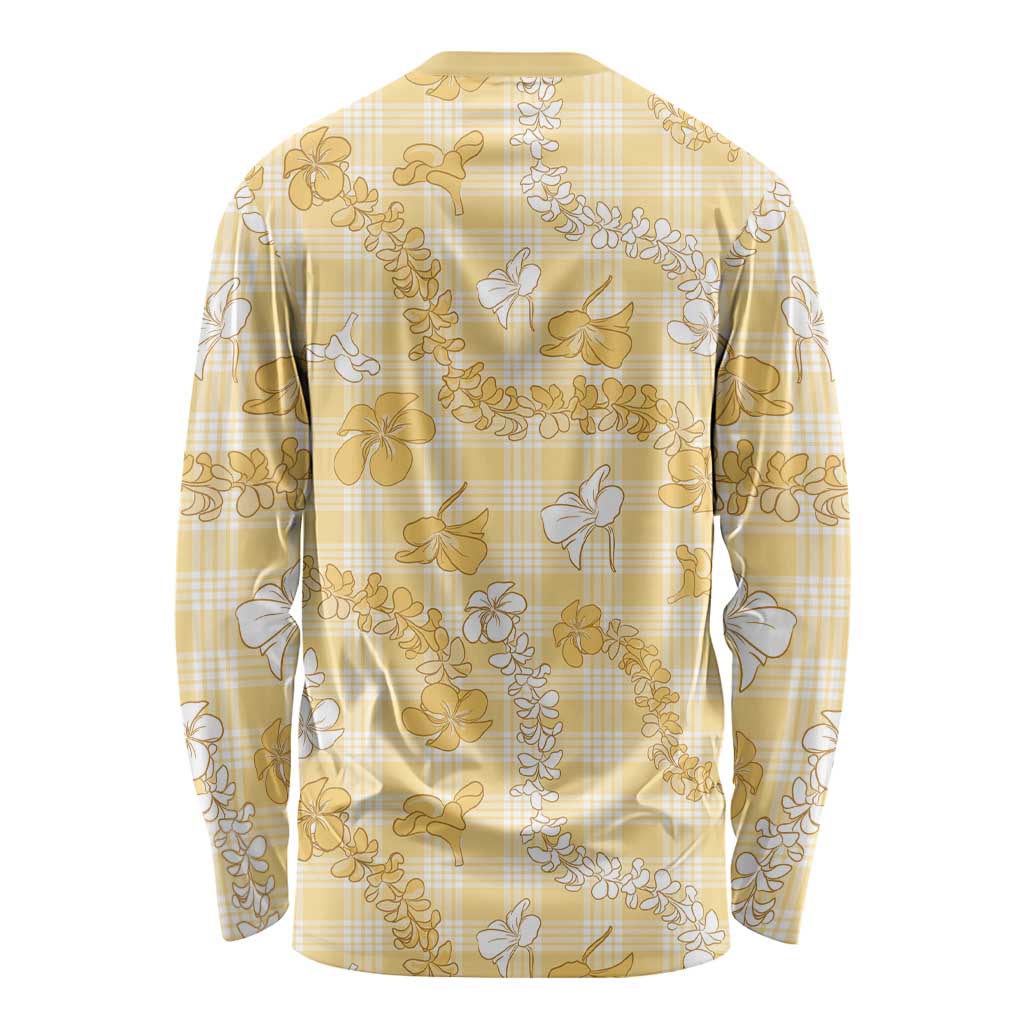 Melemele Aloha Hawaii Long Sleeve Shirt Plumeria Lei With Palaka Motif - Polynesian Pride