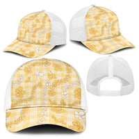 Melemele Aloha Hawaii Mesh Trucker Cap Plumeria Lei With Palaka Motif - Polynesian Pride