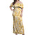 Melemele Aloha Hawaii Off Shoulder Maxi Dress Plumeria Lei With Palaka Motif - Polynesian Pride