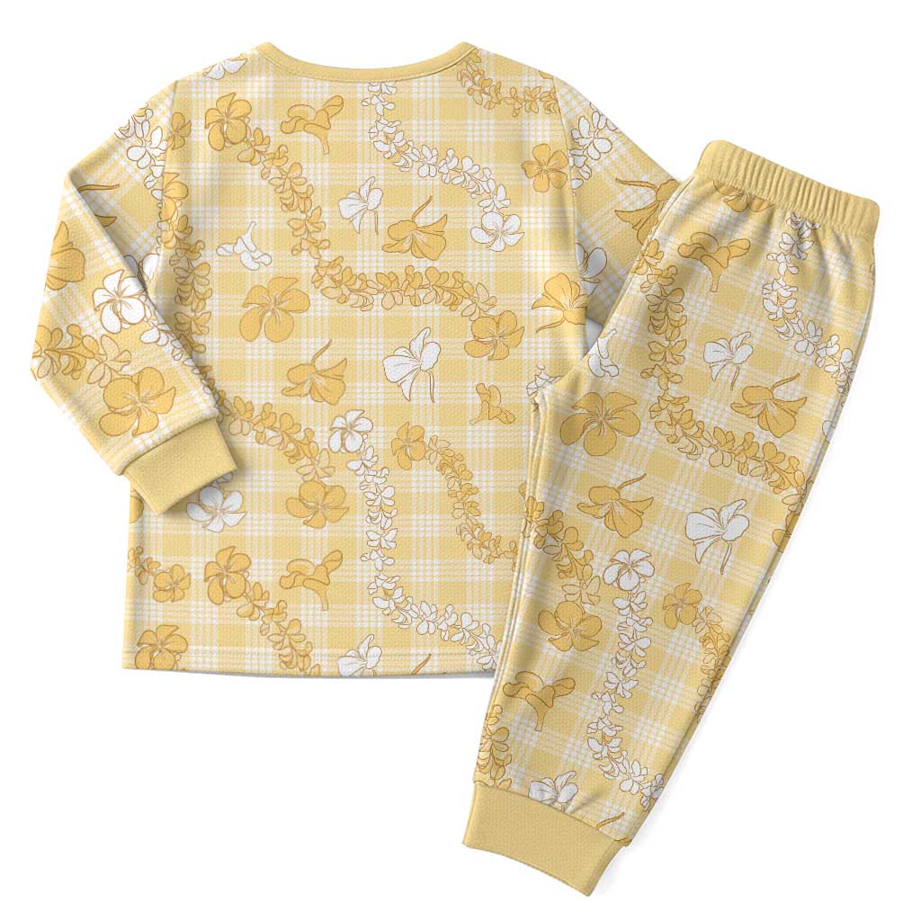 Melemele Aloha Hawaii Christmas Pajama Set Plumeria Lei With Palaka Motif LT14 - Polynesian Pride