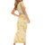 Melemele Aloha Hawaii Short Sleeve Bodycon Dress Plumeria Lei With Palaka Motif - Polynesian Pride