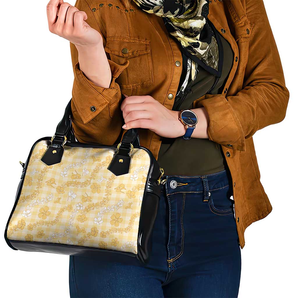 Melemele Aloha Hawaii Shoulder Handbag Plumeria Lei With Palaka Motif - Polynesian Pride