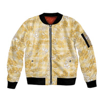Melemele Aloha Hawaii Sleeve Zip Bomber Jacket Plumeria Lei With Palaka Motif LT14 Unisex Yellow - Polynesian Pride