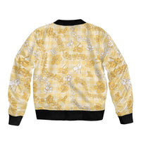 Melemele Aloha Hawaii Sleeve Zip Bomber Jacket Plumeria Lei With Palaka Motif LT14 - Polynesian Pride