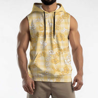 Melemele Aloha Hawaii Sleeveless Hoodie Plumeria Lei With Palaka Motif - Polynesian Pride