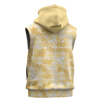 Melemele Aloha Hawaii Sleeveless Zip Hoodie Plumeria Lei With Palaka Motif - Polynesian Pride
