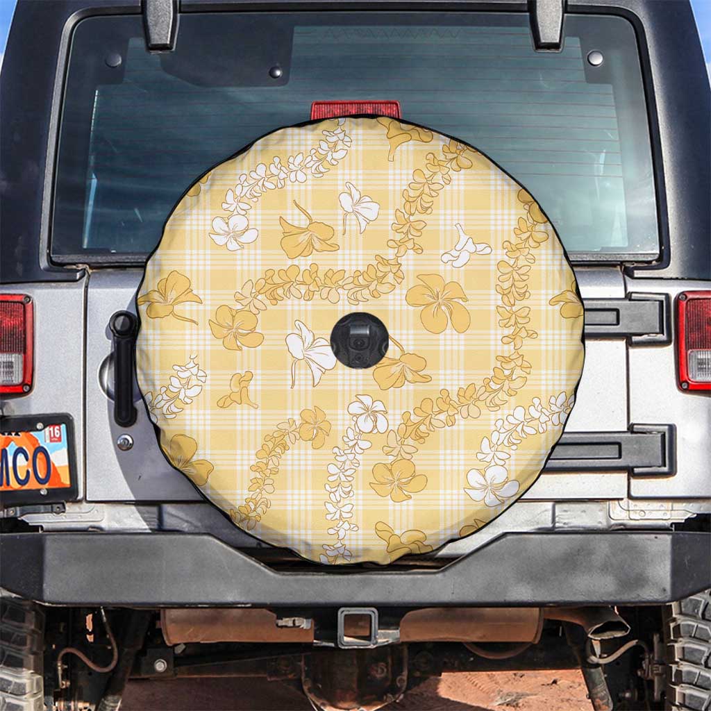 Melemele Aloha Hawaii Spare Tire Cover Plumeria Lei With Palaka Motif - Polynesian Pride